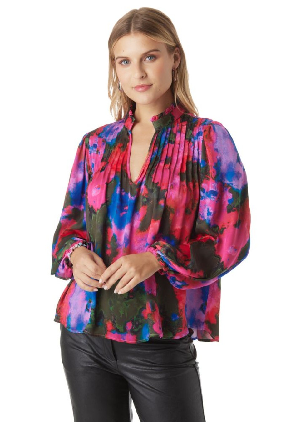 Clothes Crosby By Mollie Burch Blouses | Crosby By Mollie Burch Gabby Blouse Blurred Floral