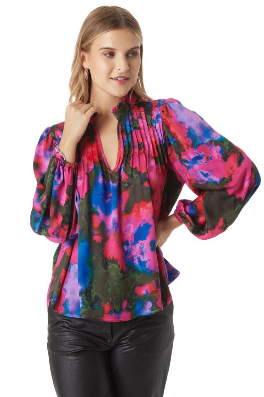 Clothes Crosby By Mollie Burch Blouses | Crosby By Mollie Burch Gabby Blouse Blurred Floral