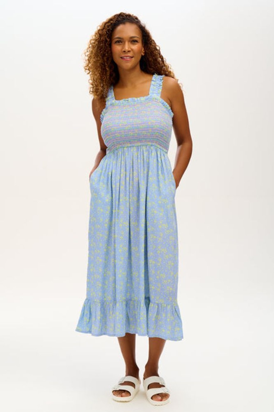 Clothes Sugarhill Brighton Midi | Sugarhill Brighton Ember Shirred Sundress Star Meadow