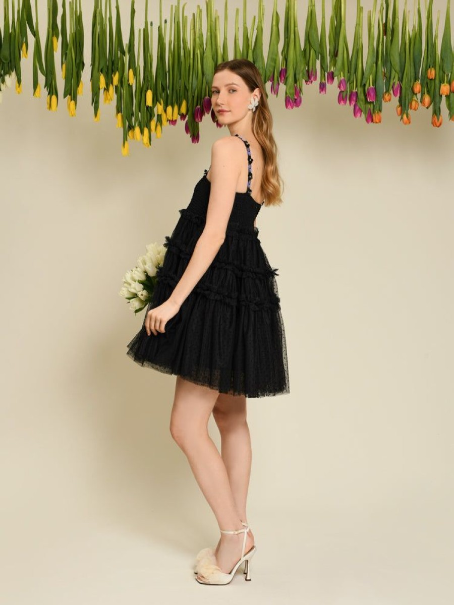 Clothes Sister Jane Mini | Sister Jane Sofie Spot Tulle Mini Dress - Black