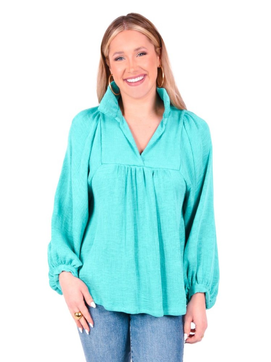 Clothes Emily McCarthy Blouses | Emily Mccarthy Stella Top Crinkle Meadowbrook