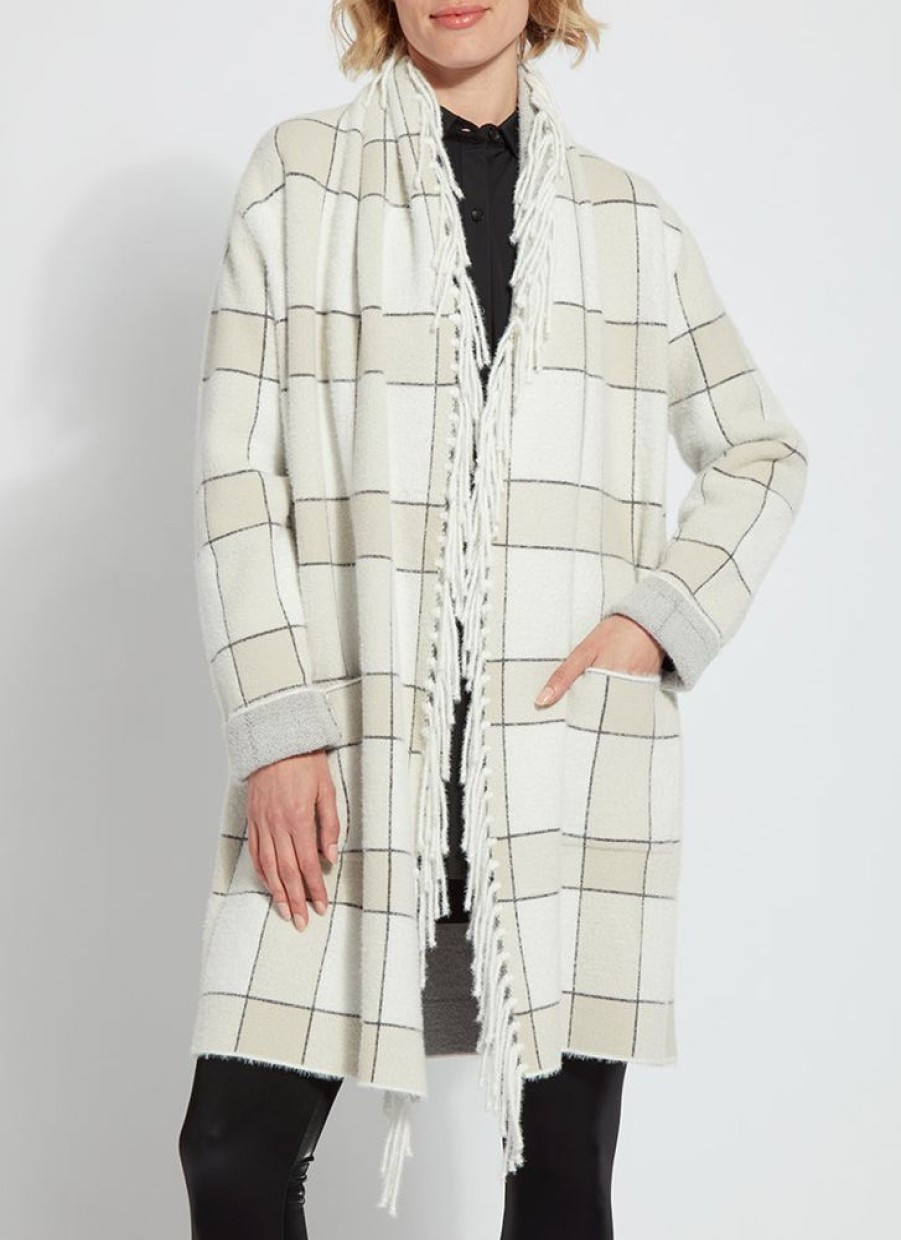 Clothes Lysse Coats | Lysse Mystic Fringe Sweater Coat Winterland Plaid