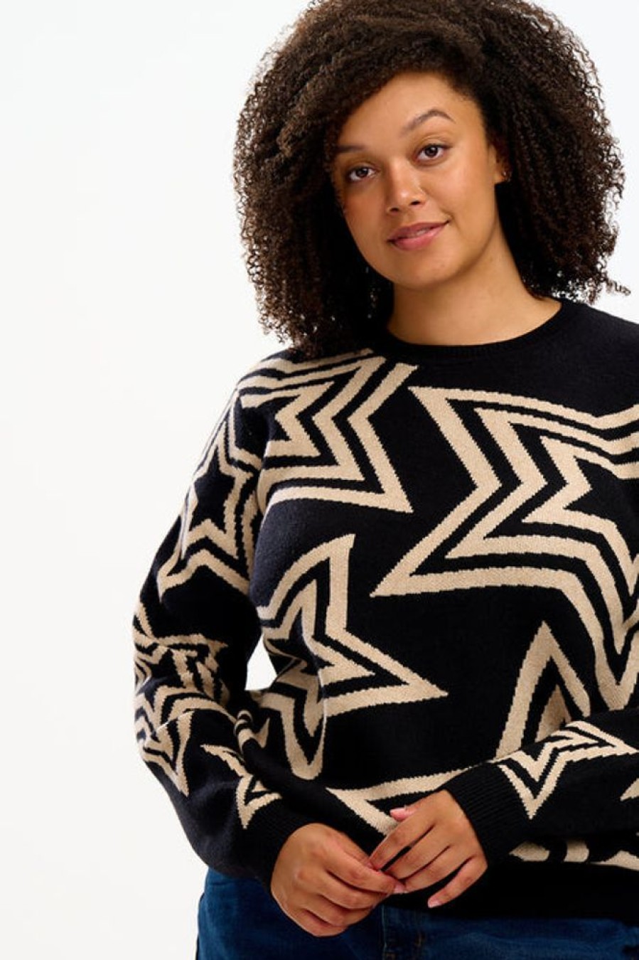 Clothes Sugarhill Brighton Sweaters | Sugarhill Brighton Thalia Jumper - Black, Star Explosion