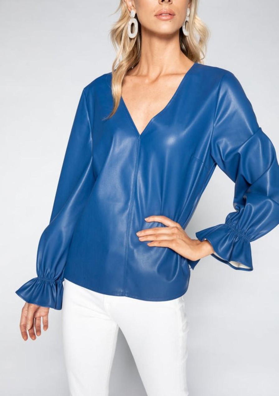 Clothes S'edge Apparel Blouses | S'Edge Apparel Murphy Top Saphire