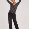 Clothes Project Social T Blouses | Project Social T Sage Cozy Henley - Black Stripe