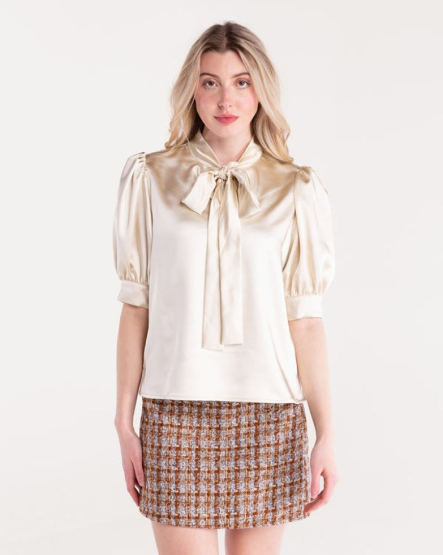 Clothes S'edge Apparel Blouses | S'Edge Apparel Celeste Top In Parchment