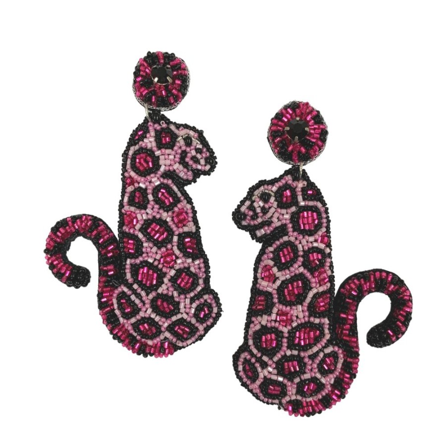 Accessories Allie Beads Earrings | Allie Beads Pink Leopard Earrings