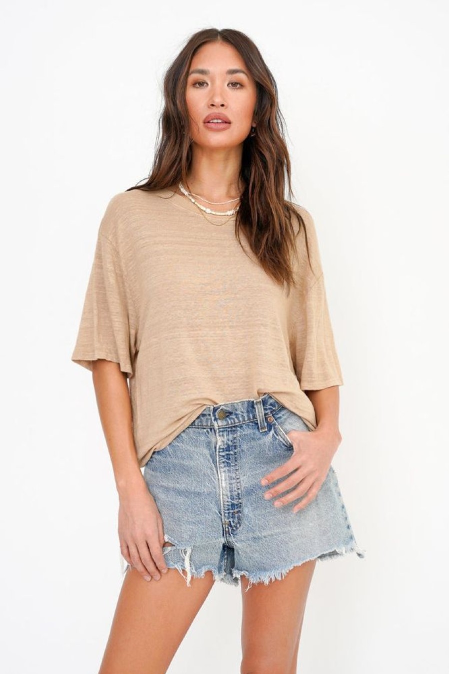 Clothes Project Social T T-Shirts | Project Social T Edie Linen Boyfriend Tee