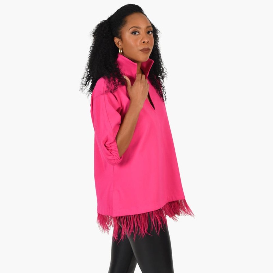 Clothes Emily McCarthy Blouses | Emily Mccarthy Poppy Top Fuchsia Feather