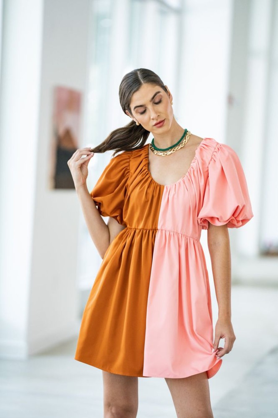 Clothes Crosby By Mollie Burch Mini | Crosby By Mollie Burch Raines Dress Salmon/Clay