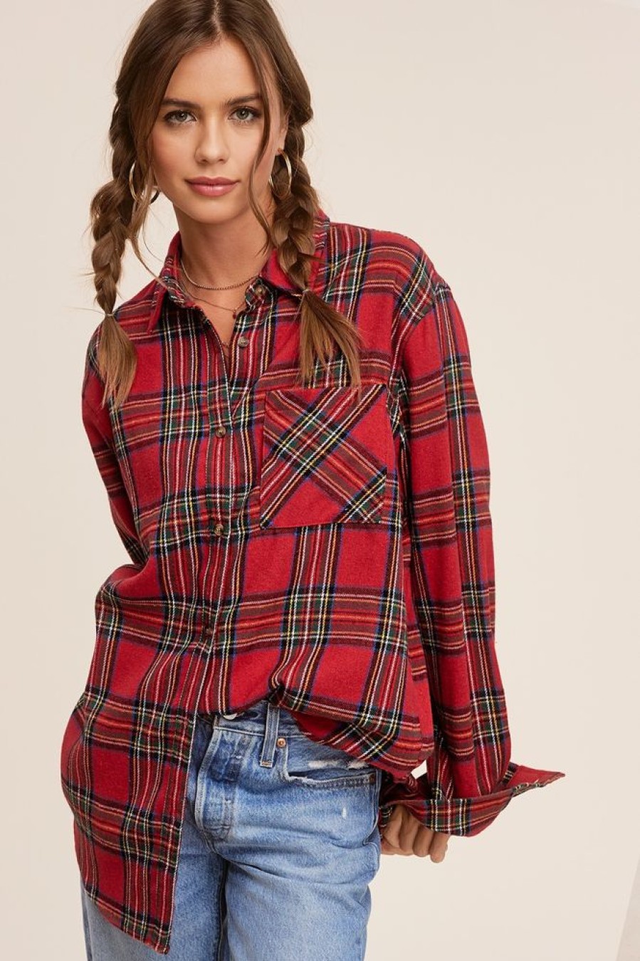 Clothes La Miel Blouses | La Miel Avril Plaid Shirt