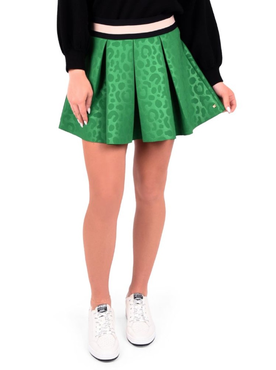 Clothes Emily McCarthy Bottoms | Emily Mccarthy Sydney Skirt Evergreen Cheetah