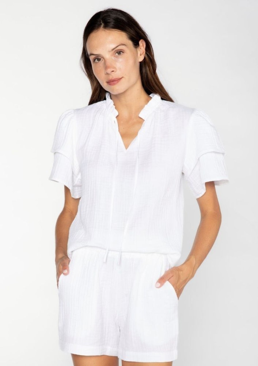 Clothes S'edge Apparel Blouses | S'Edge Apparel Sally Top White