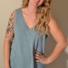 Clothes Project Social T Tanks | Project Social T See U Double V Textured Tank Arctic Jade