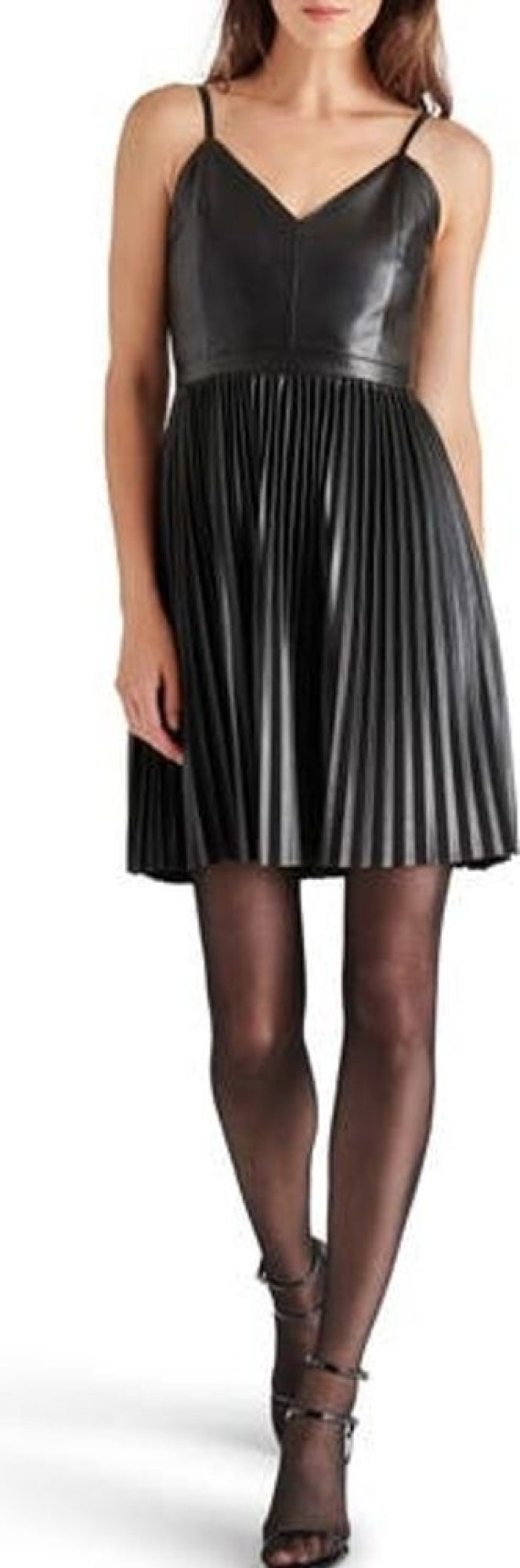 Clothes Steve Madden Mini | Steve Madden Nandita Pleated Faux Leather Minidress