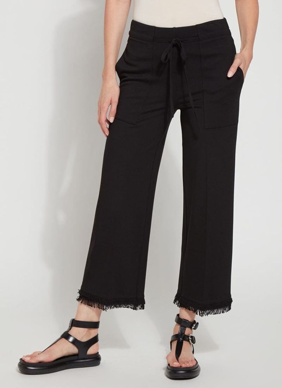 Clothes Lysse Bottoms | Lysse Sedona Fringe Crop Black