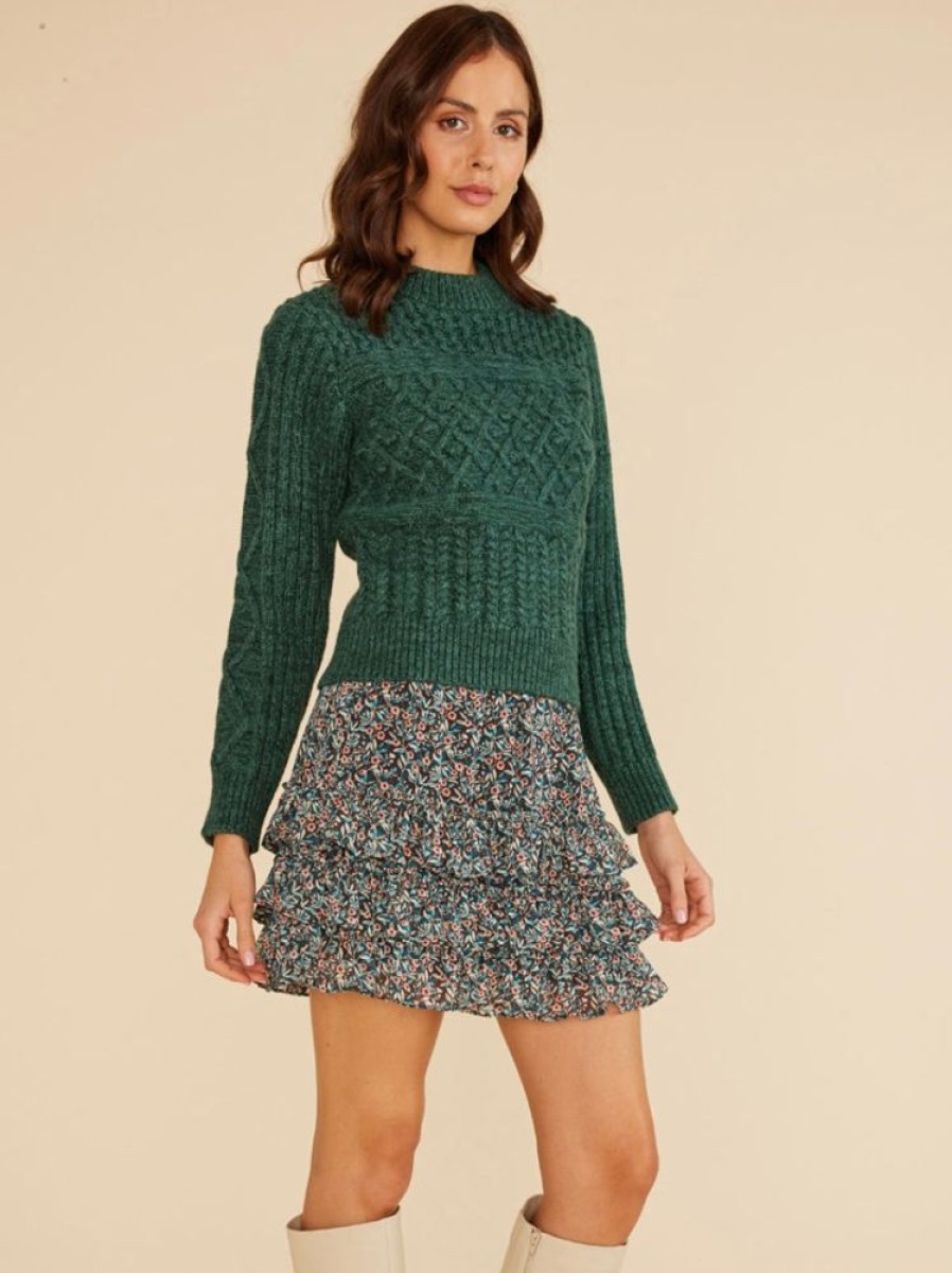 Clothes MINKPINK Sweaters | Minkpink Kira Green Knit Jumper