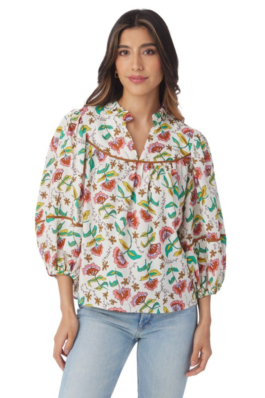 Clothes Crosby By Mollie Burch Blouses | Crosby By Mollie Burch Rosie Top Woodcut Floral