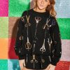 Clothes Queen of Sparkles Sweatshirts | Queen Of Sparkles Black Scissor Sweatshirt