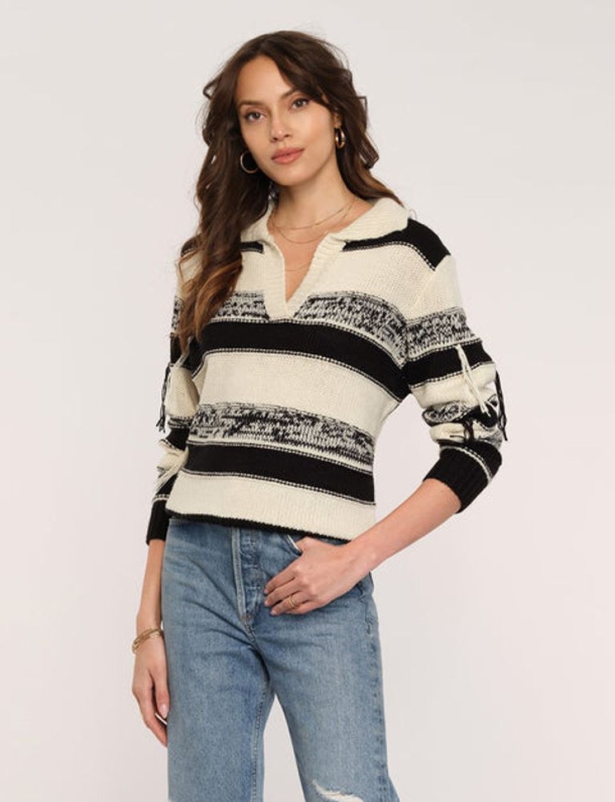 Clothes Heartloom Sweaters | Heartloom Joy Sweater In Ivory Stripe