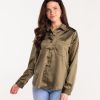 Clothes S'edge Apparel Blouses | S'Edge Apparel Ellis Top In Olive