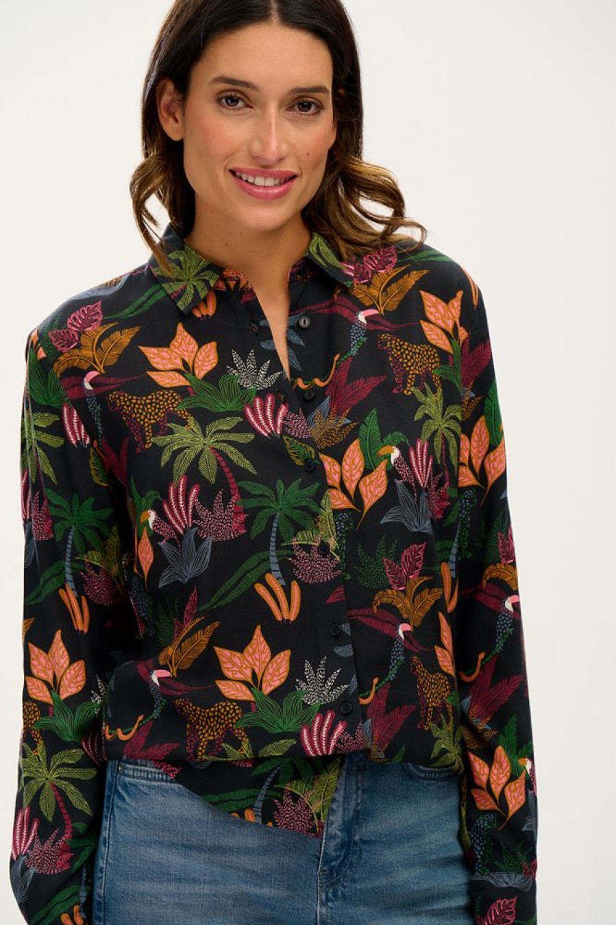 Clothes Sugarhill Brighton Blouses | Sugarhill Brighton Joy Shirt Jungle Life