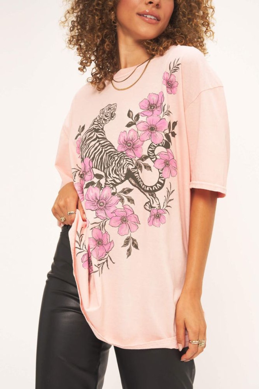 Clothes Project Social T T-Shirts | Project Social T Tiger Fleur Oversized Tee