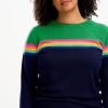 Clothes Sugarhill Brighton Sweaters | Sugarhill Brighton Rita Jumper - Navy/Green, Rainbow Split