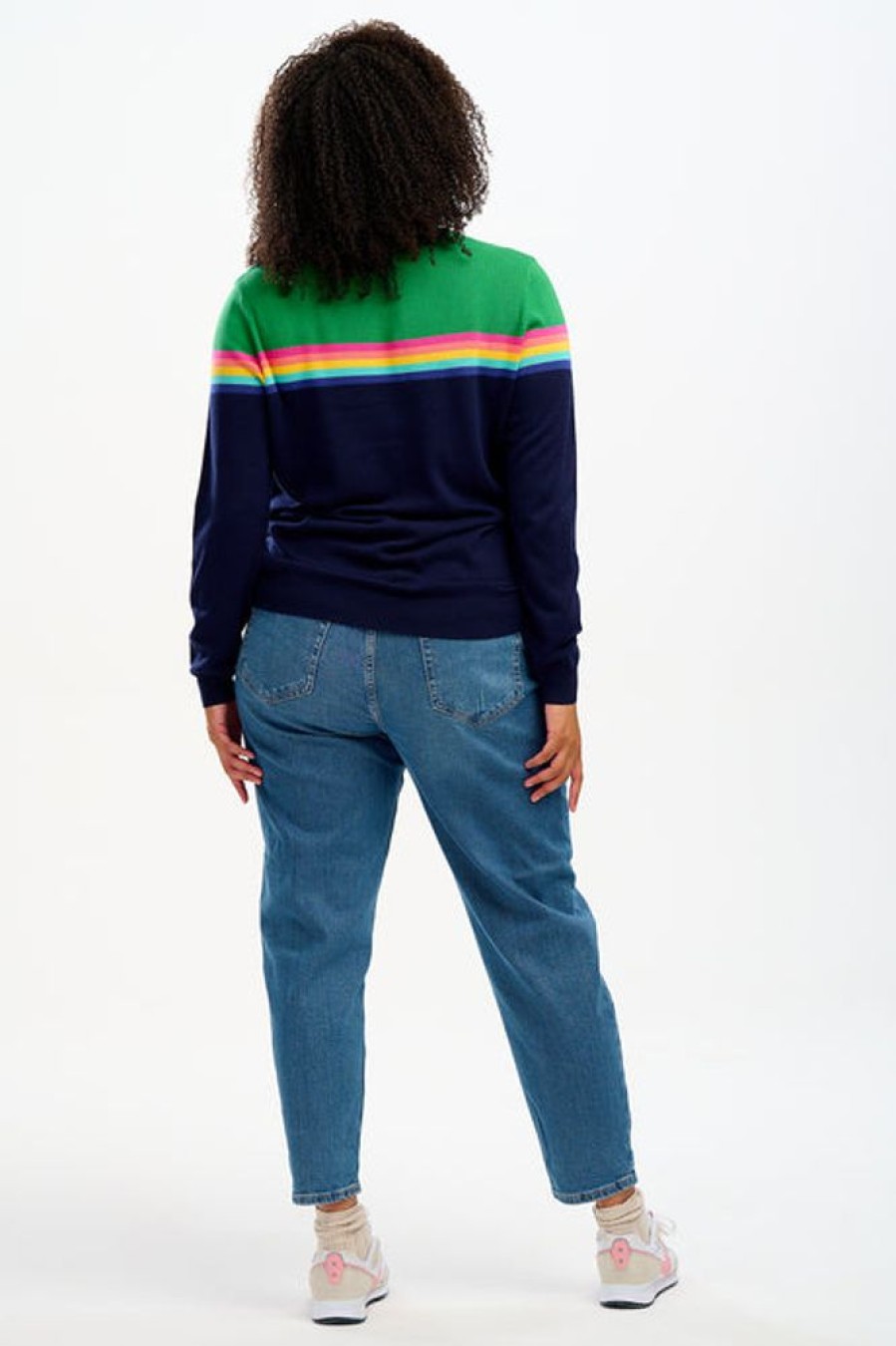 Clothes Sugarhill Brighton Sweaters | Sugarhill Brighton Rita Jumper - Navy/Green, Rainbow Split