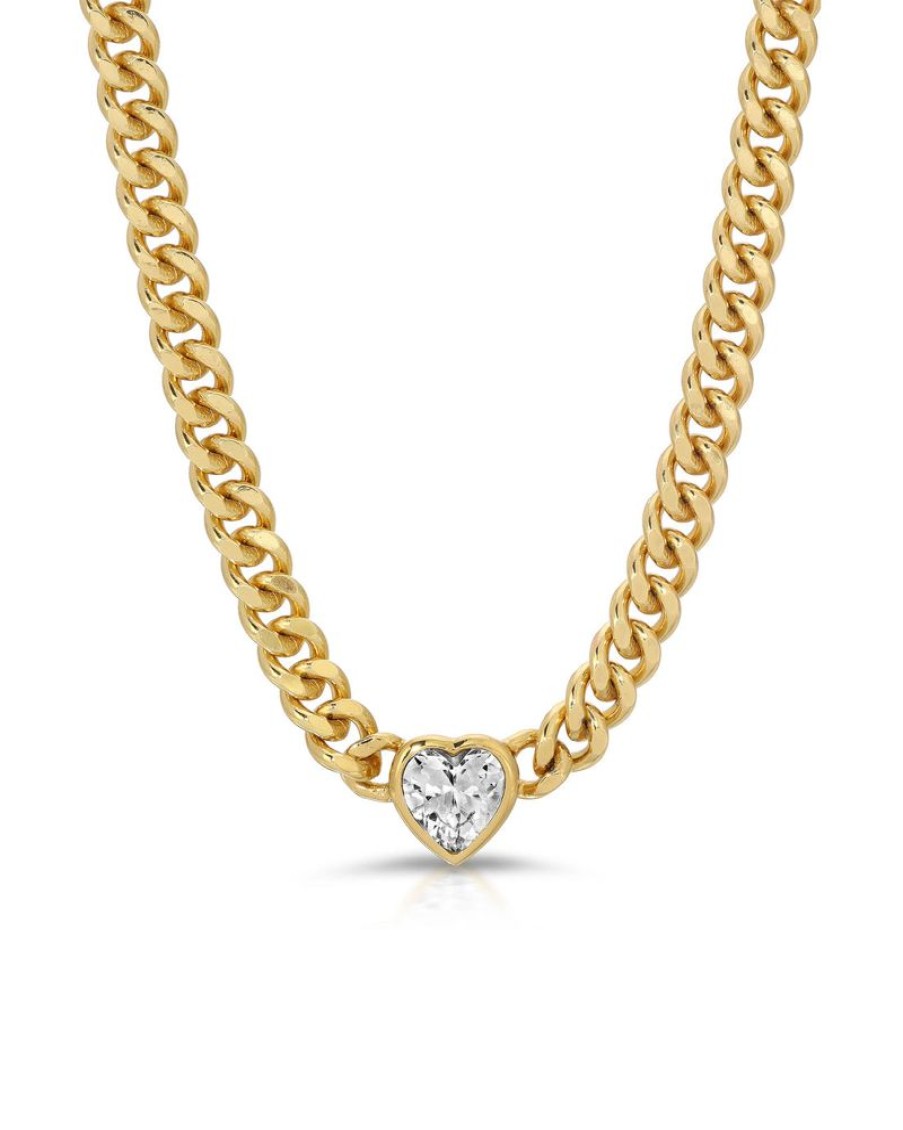 Accessories Jurate LA Earrings | Jurate La Sugar Heart Chain Link Necklace