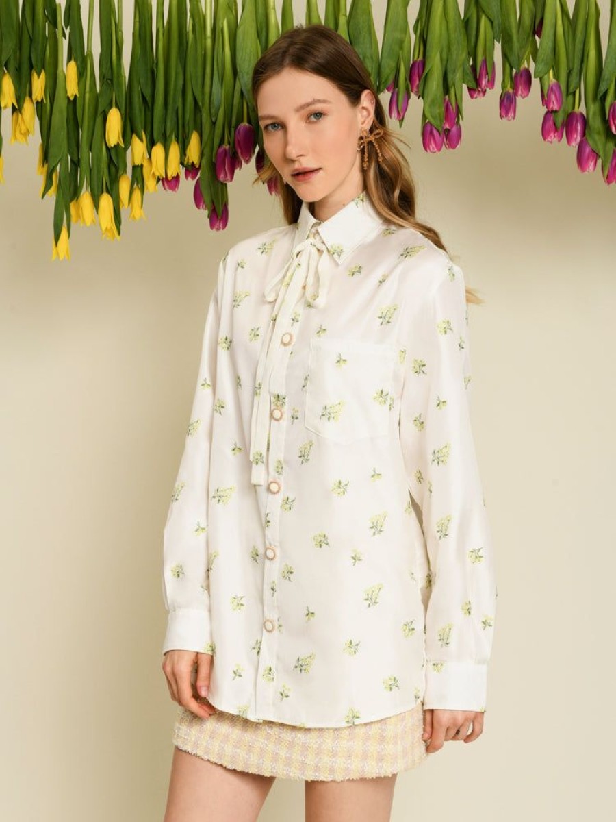 Clothes Sister Jane Blouses | Sister Jane Ditsy Pick Shirt - Pearled Ivory