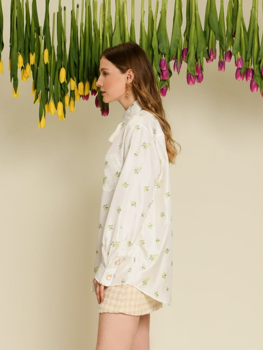 Clothes Sister Jane Blouses | Sister Jane Ditsy Pick Shirt - Pearled Ivory